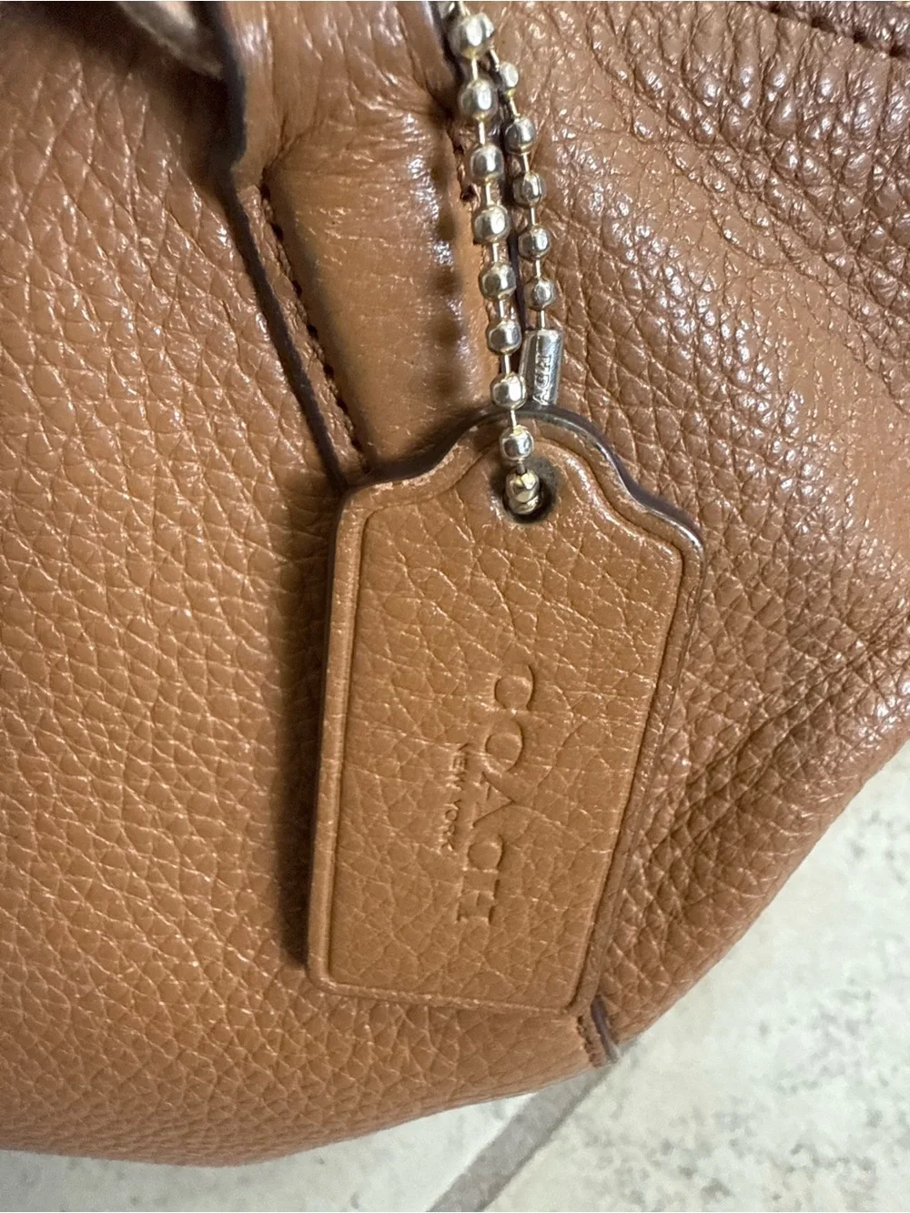 Coach Pebbled Leather Shoulder Satchel in Tan